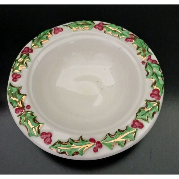 Holiday Bell 9" Candy Dish Vintage 1970's Christmas Ceramic Seasons Greetings - Picture 11 of 14